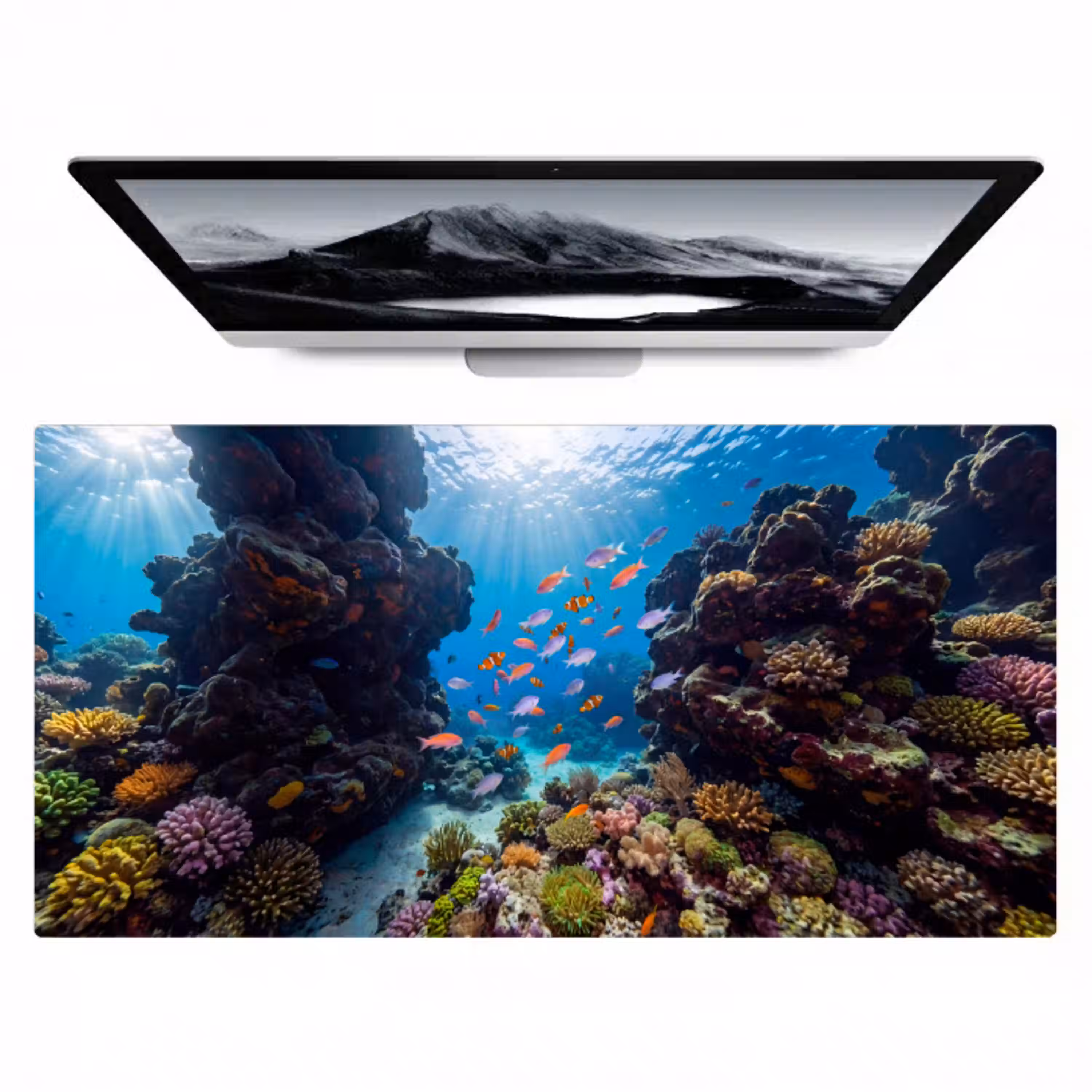 Vis - Koraalrif - Onderwater - Levendig - Blauw Muismat XXL klein -zzz3d