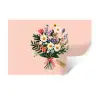 Margrieten - Boeket - Strikje - Roze Muursticker klein -3d