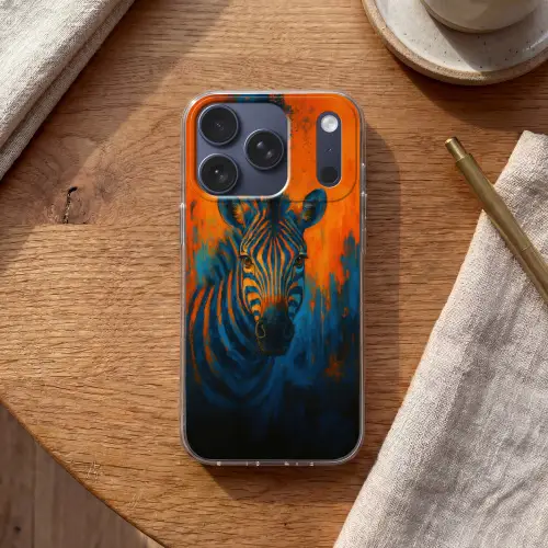 Zebra - Abstract - Blauw Telefoonhoesje iPhone 17 Pro klein -sfeer1