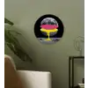 Maan - Geel - Roze - Zwart Wandcirkel kunststof plaat 5mm dik klein -sfeer3