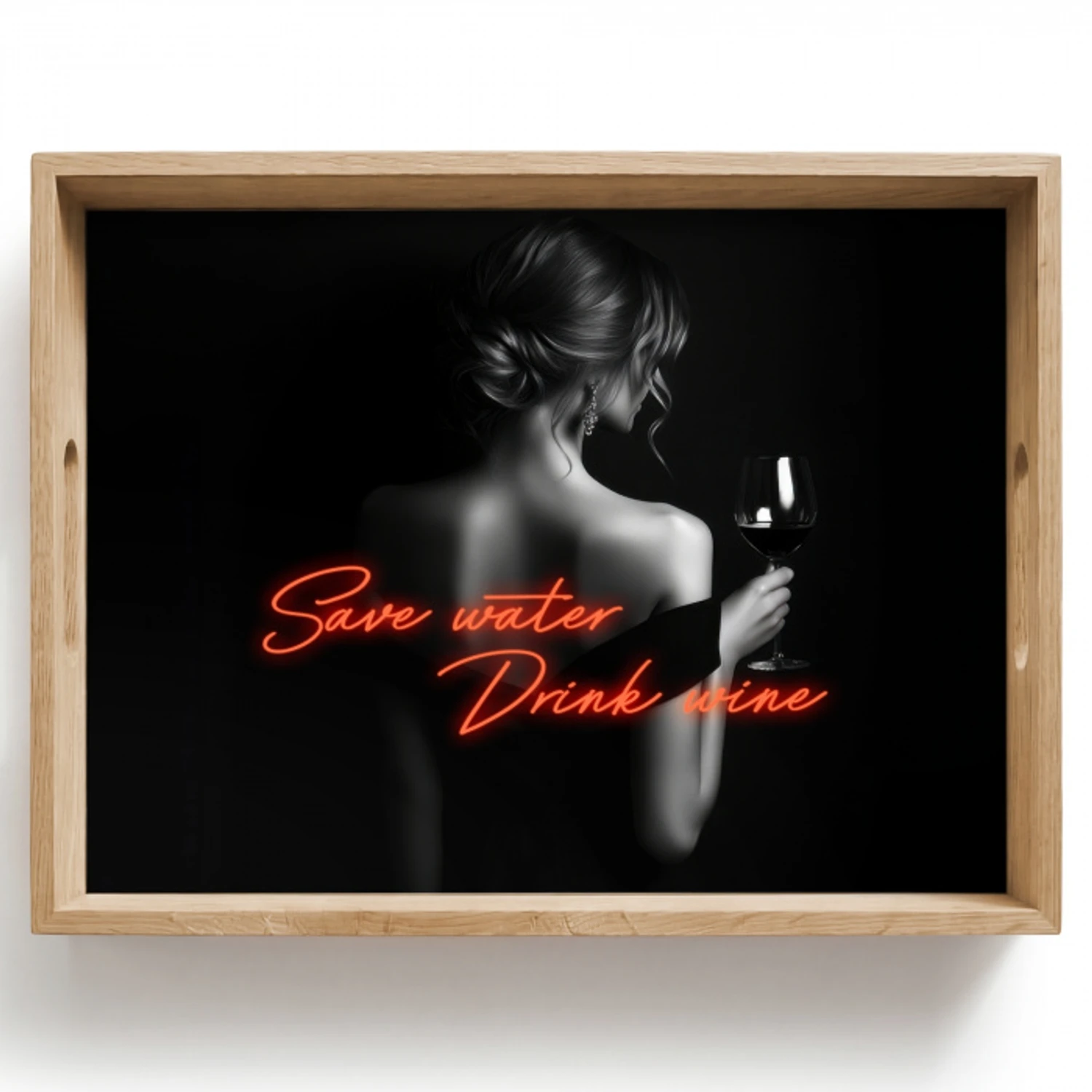 Wijn - Vrouw - Neon - Quote Dienblad Rechthoek middel -z3d_shopping