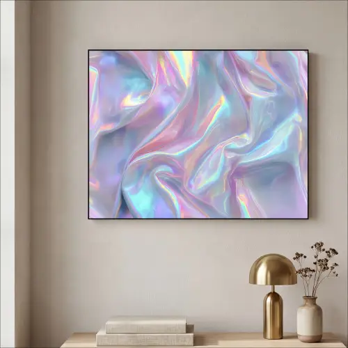 Golvend - Pasteltinten - Glanzend - Stof Textielframe zwart klein -sfeer2