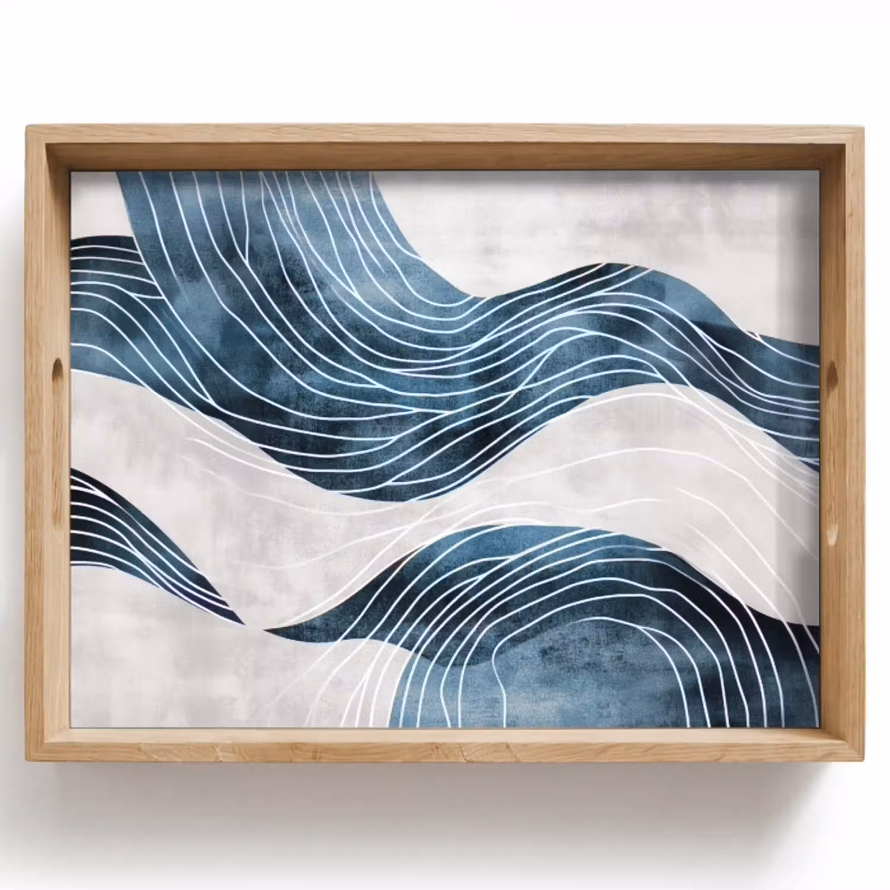 Lijnen - Golven - Abstract - Blauw Dienblad Rechthoek middel -z3d_shopping