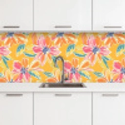 Textuur - Bloemen - Kleurrijk keuken achterwand 2 middel 871 -3d