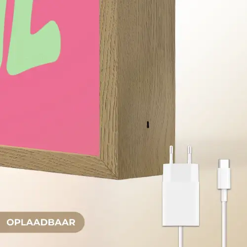Grateful - Groen - Grafisch - Vloeiend Light Box met batterij (Wandlamp) middel -USP_websiteoplaadbaarNL
