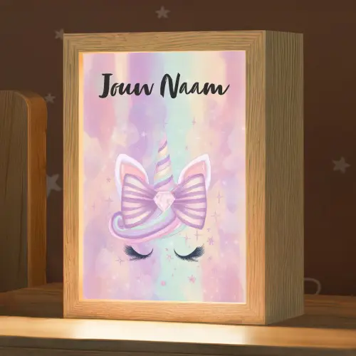 Eenhoorn - Pastel - Glitters - Regenboog Light Box met kabel (Kinderlampje) klein -zzz_3d_website