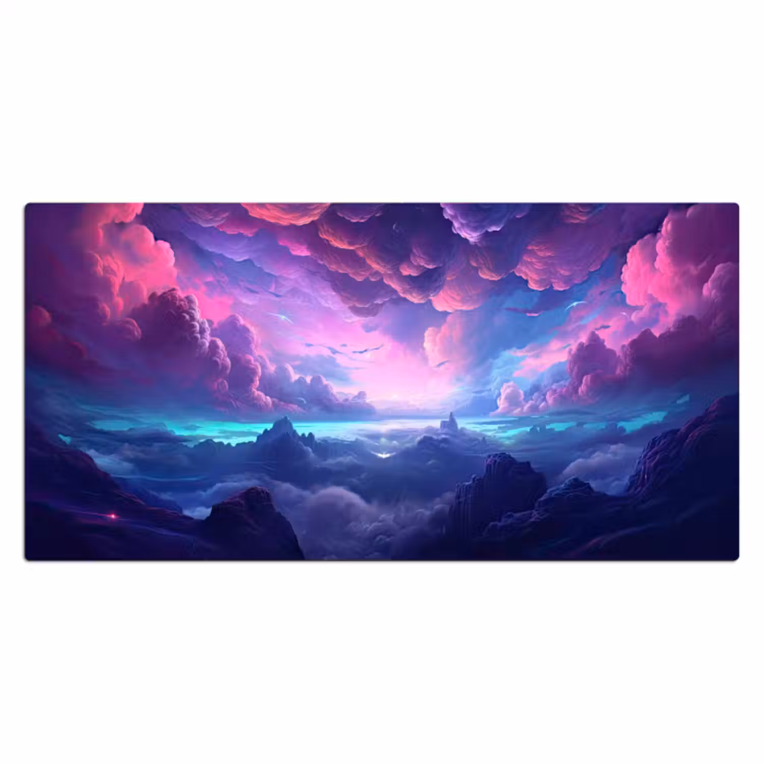 Bureau onderlegger - neon-wolken-roze-blauw-gaming