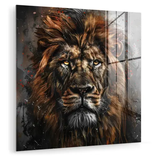 Leeuw - Dieren - Portret - Zwart - Luxe plexiglas 5mm klein -zzzproduct_nieuw