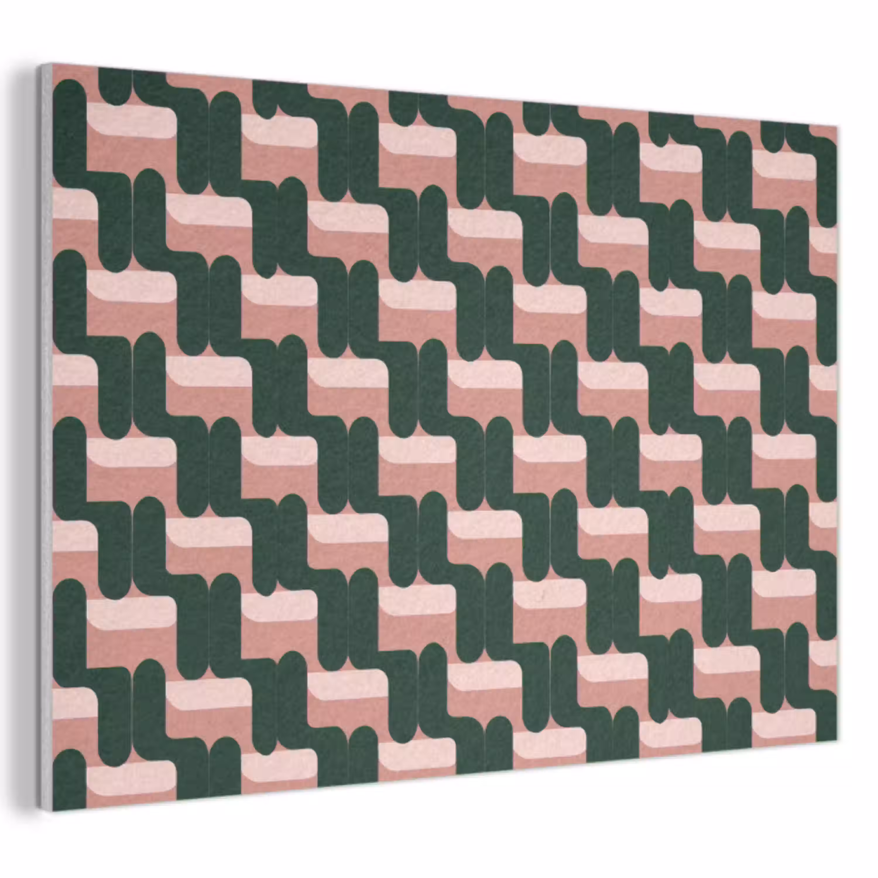 Vlechtpatroon - Groen - Roze - Geometrisch PET vilt klein 837 -3d