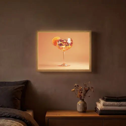 Drank - Oranje - Glitter - Disco Light Box met batterij (Wandlamp) middel -sfeer4