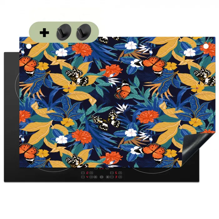 Zomer - Vlinder - Marineblauw - Blauw Inductie beschemer met haakjes klein 777 -3d
