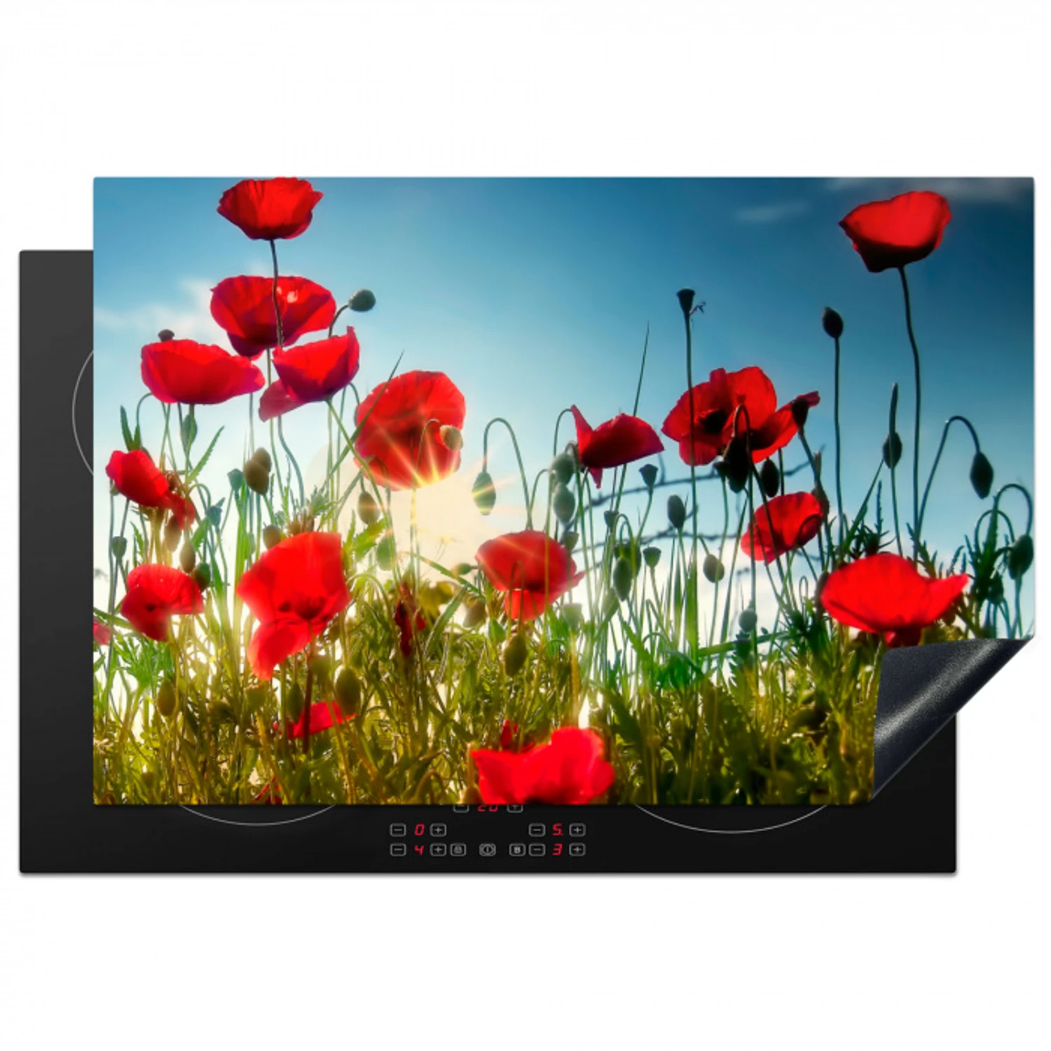 Zomerse Klaprozenpracht Inductie beschermer vinyl 3mm klein -3d