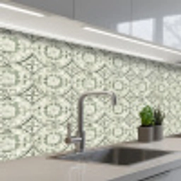Krulornament - Tegel - Groen keuken achterwand 2 middel 871 -3d_schuin