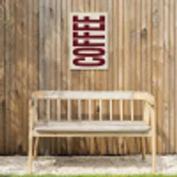 Koffie -Japandi - Rood - Vintage Tuinposter op houten frame 2 cm dik klein -sfeer4