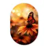 Vlinder - Bloemen - Oranje Wandcirkel Ovaal Forex klein -3d