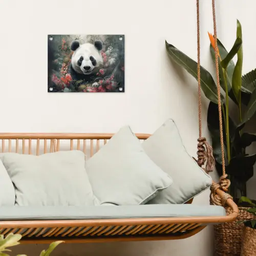 Panda - Wilde dieren - Bloemen - Natuur tuinposter los doek klein -sfeer7
