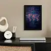 Wereldkaart - Futuristisch - Oranje fotolijst zwart zonder passe partout klein -sfeer1