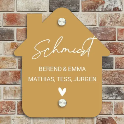Mosterdgeel - Sierlijk Naambord Huisje klein -sfeer6
