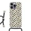 Madeliefjes - Grafisch - Zwart - Beige Hoesje iPhone 16 Pro Max met koord klein 804 -3d