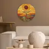 Zonnebloem - Mozaïek - Zonsondergang - Geel Akoestische PET Vilt - Rond klein -sfeer1