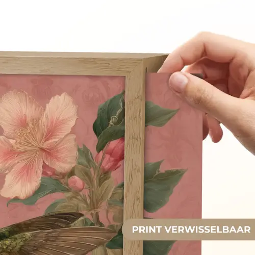 Kolibries - Bloemen - Groen - Roze Light Box met batterij (Wandlamp) middel -USP_websiteprintNL