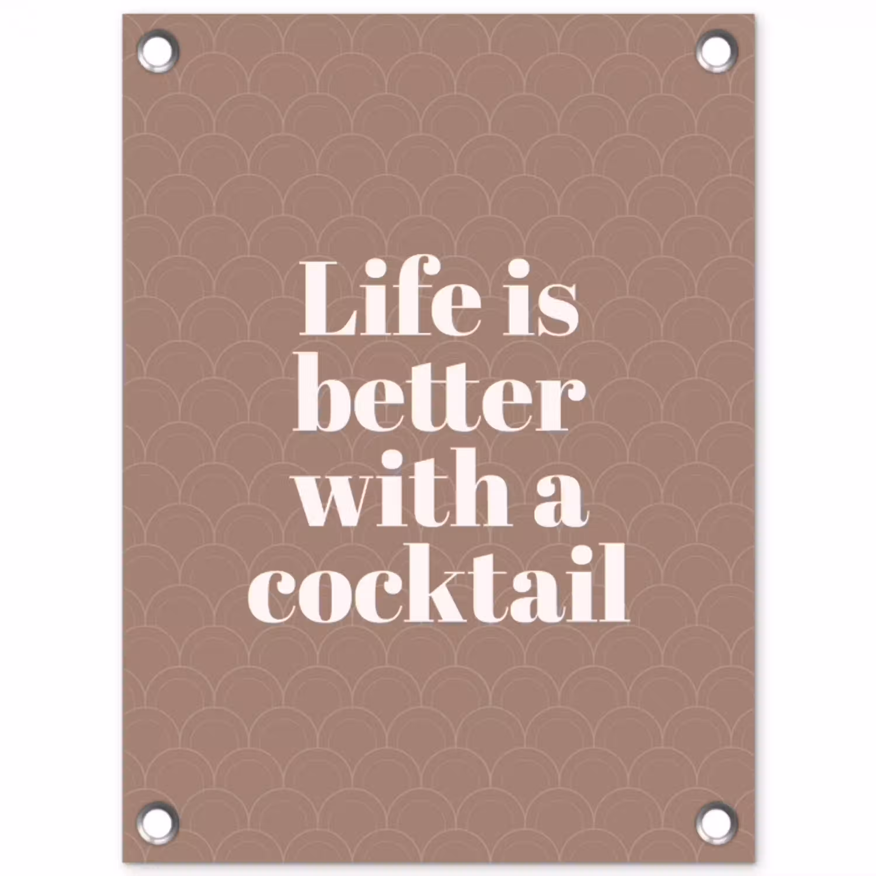 Cocktail - Tekst - Patroon - Wit tuinposter los doek klein -3d