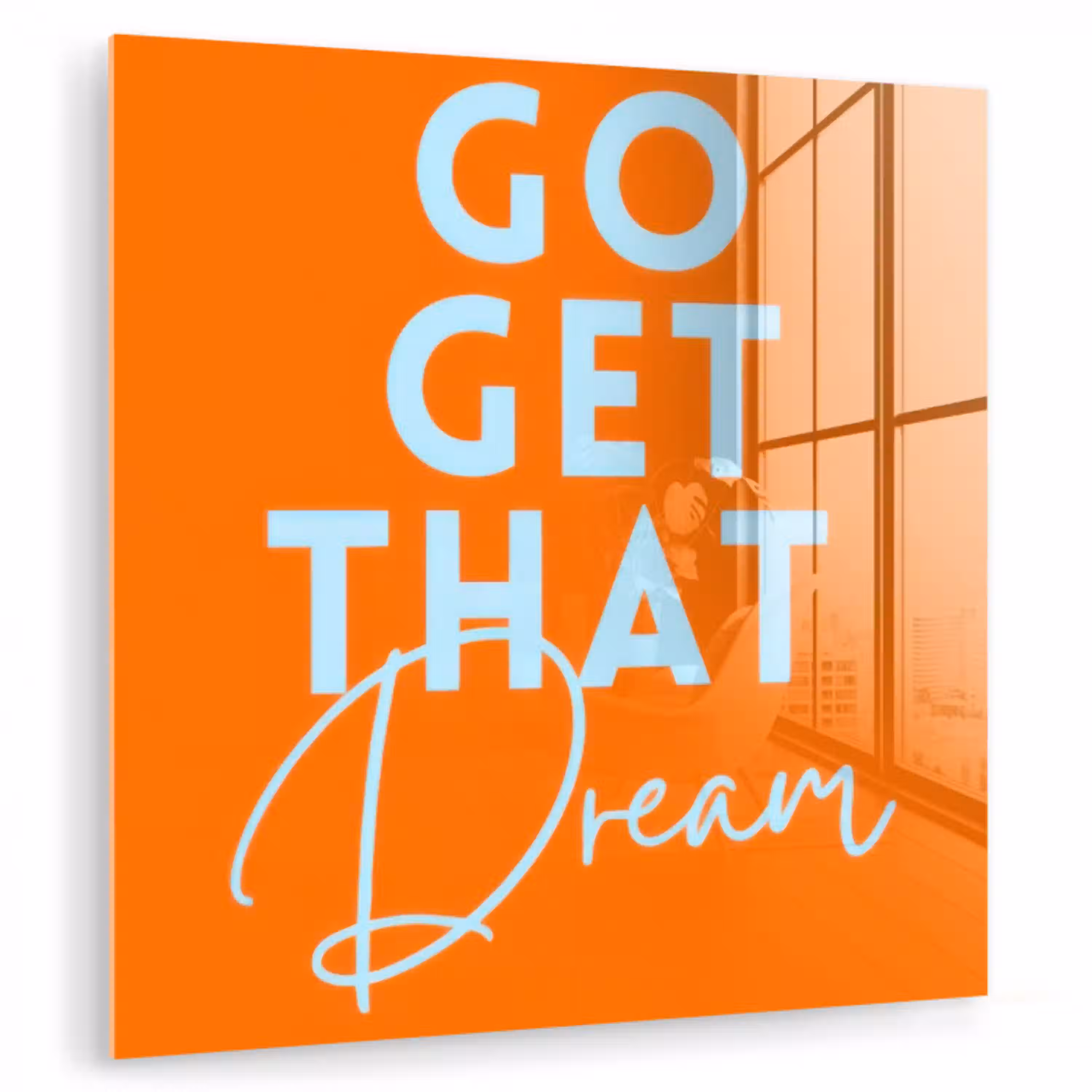 Oranje - Blauw - Go get that dream plexiglas 5mm klein -zzzproduct_nieuw
