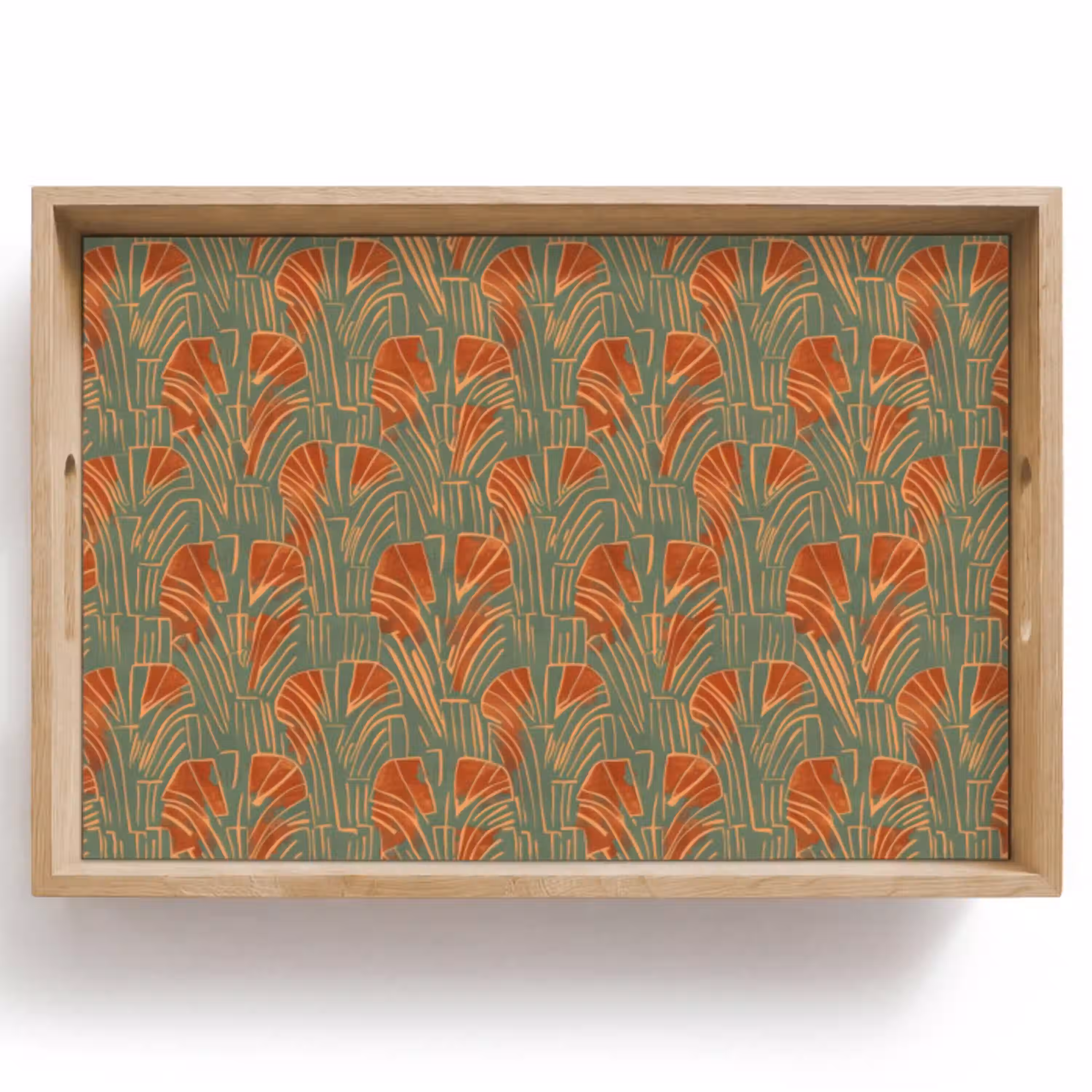 Groen - Terracotta - Deco - Waaiers Dienblad Rechthoek middel 910 -z3d_shopping