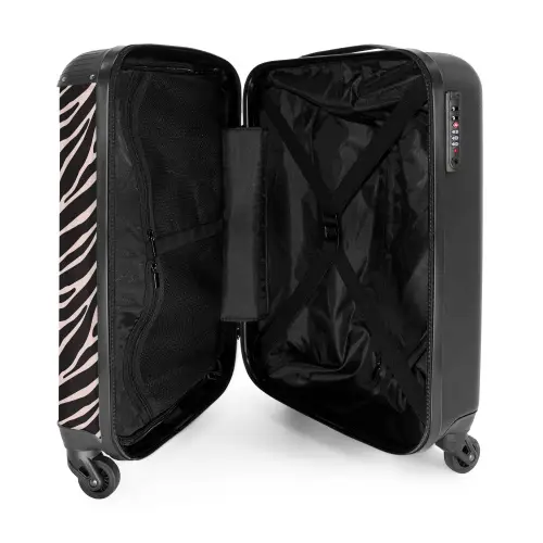 Zebra strepenmotief op zachtroze NBS - Handbagage koffer - Kinderen Unisex middel -binnenkant