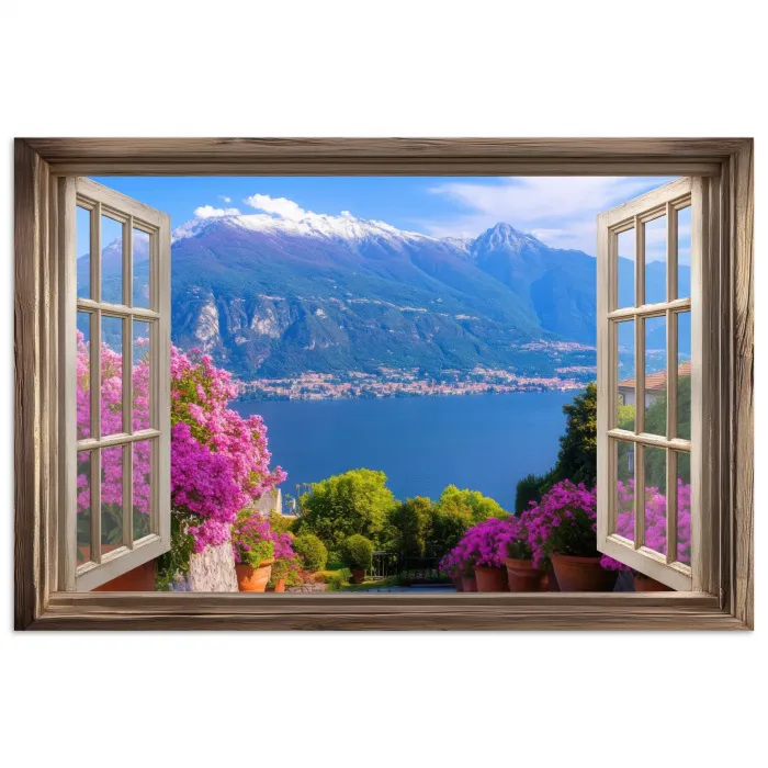 Doorkijk - Berg - Landschap - Uitzicht - Meer poster papier klein -3d