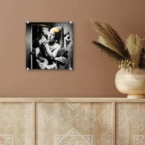Marmerlook - Meisje met de parel - Sigaretten - Toilet - Goud - Kunst - Oude meesters plexiglas 5mm klein -sfeer5