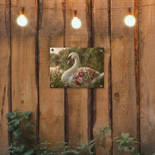 Zwaan - Bloemen - Natuur tuinposter los doek klein -sfeer1