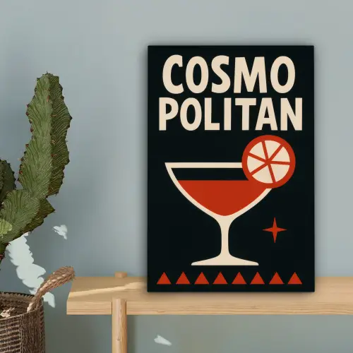 Cocktail - Zwart - Illustratie canvas 2cm klein -sfeer4