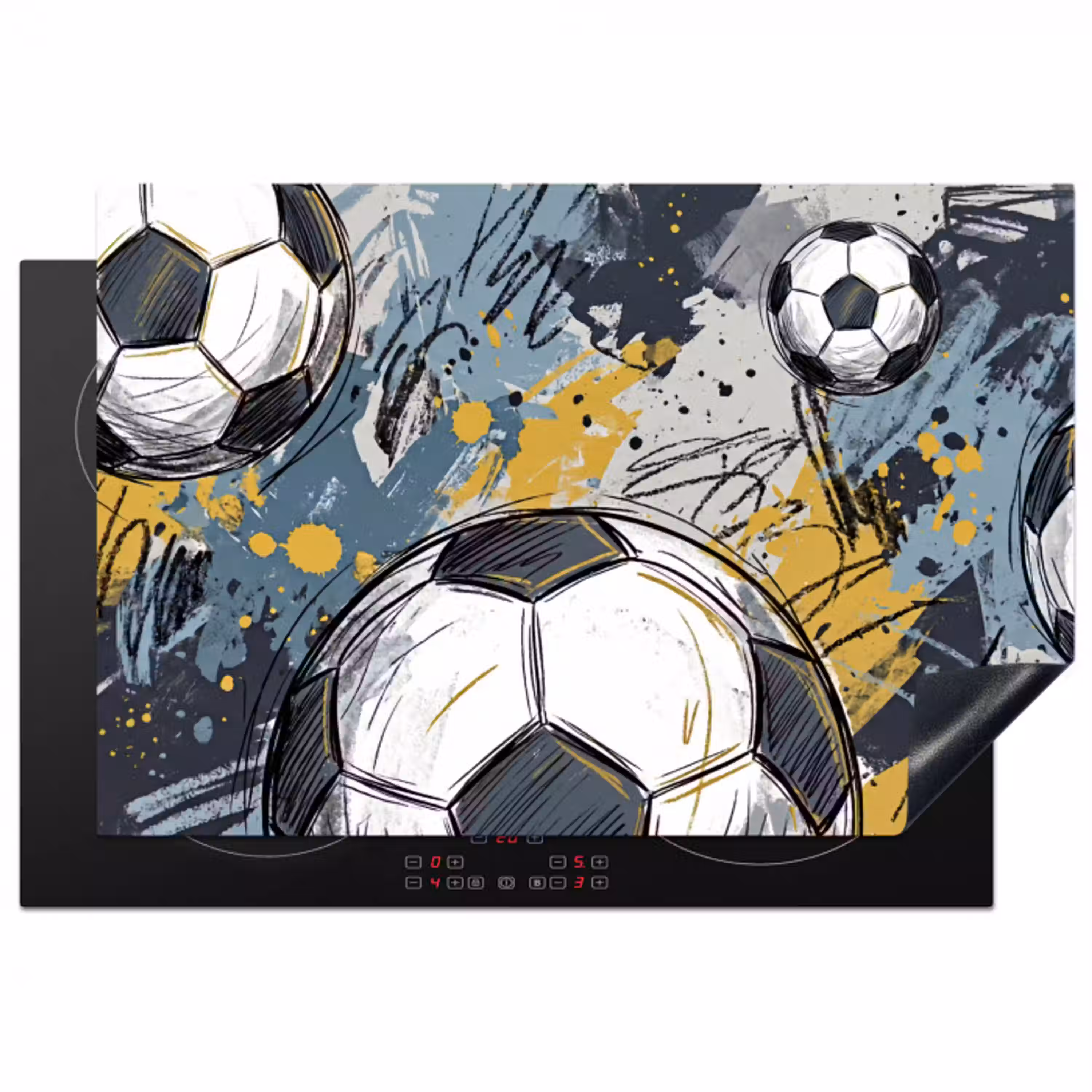 Voetbal - Abstract - Sport - Kleurrijk Inductie beschermer vinyl 3mm klein -3d