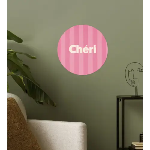 Gestreept - Roze - Chéri Wandcirkel behangsticker klein -sfeer2