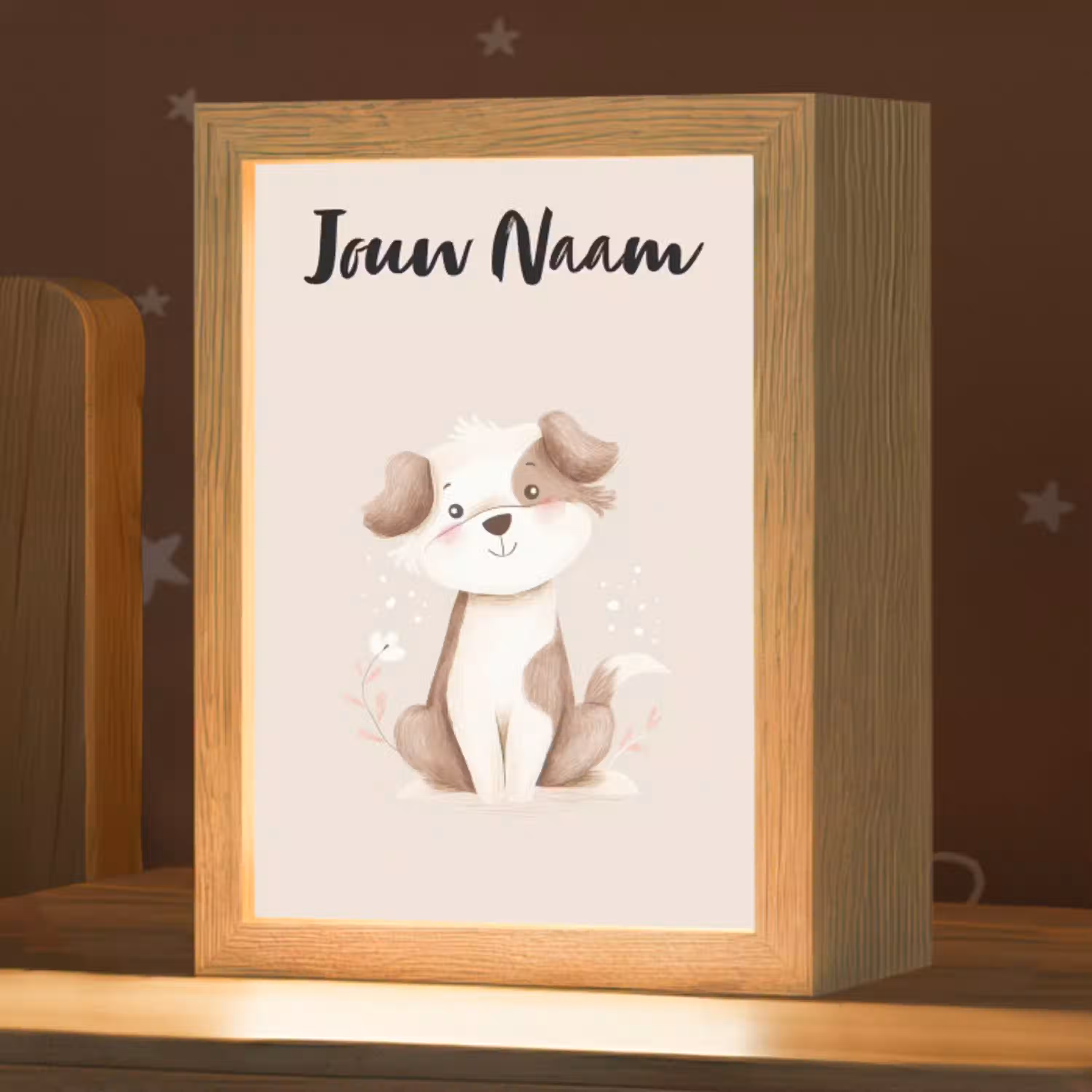 Hond - Gevlekt - Bruin Light Box met kabel (Kinderlampje) klein -zzz_3d_website