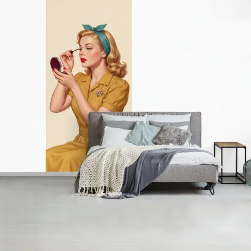 Illustratie - Mascara - Vrouw - Geel fotobehang vinyl groot -slaapkamer