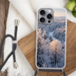 Bos - Bergen - Goud - Winter - Warm Hoesje iPhone 16 Pro Max met koord klein -sfeer4