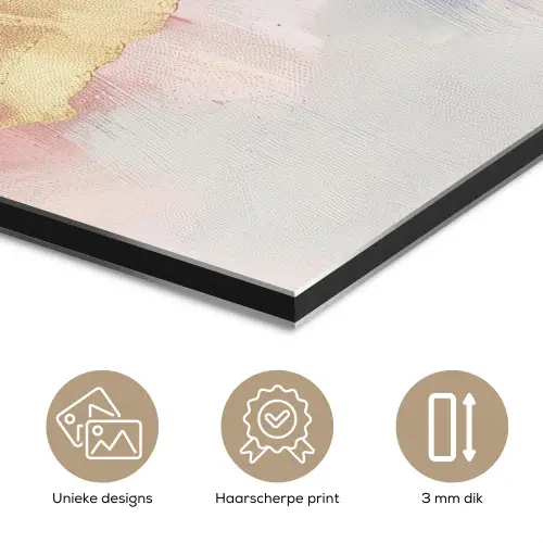 Abstract - Pastel kleuren - Goud - Modern - Aesthetic aluminium wit klein -closeup_NL