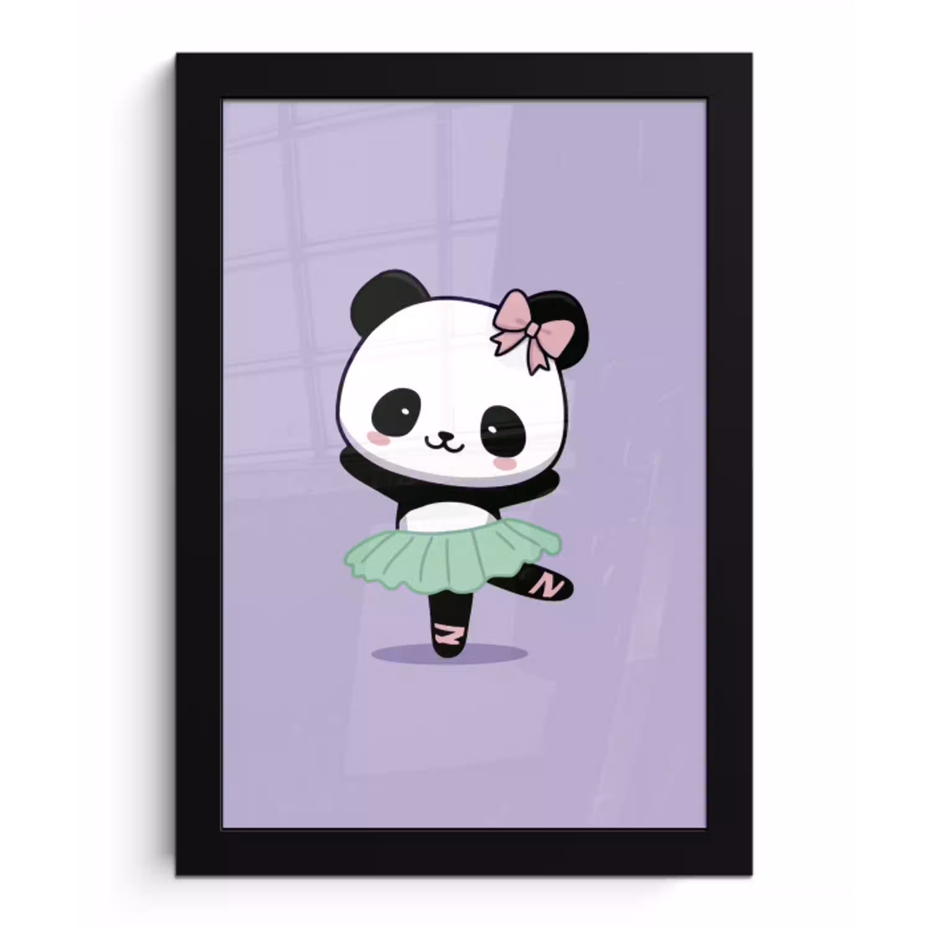 Dansende panda - Paars - Sierlijk - Kawaii fotolijst zwart zonder passe partout klein -3d