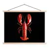 Kreeft - Glossier Rood - Zwart textielposter latten blank klein -3d