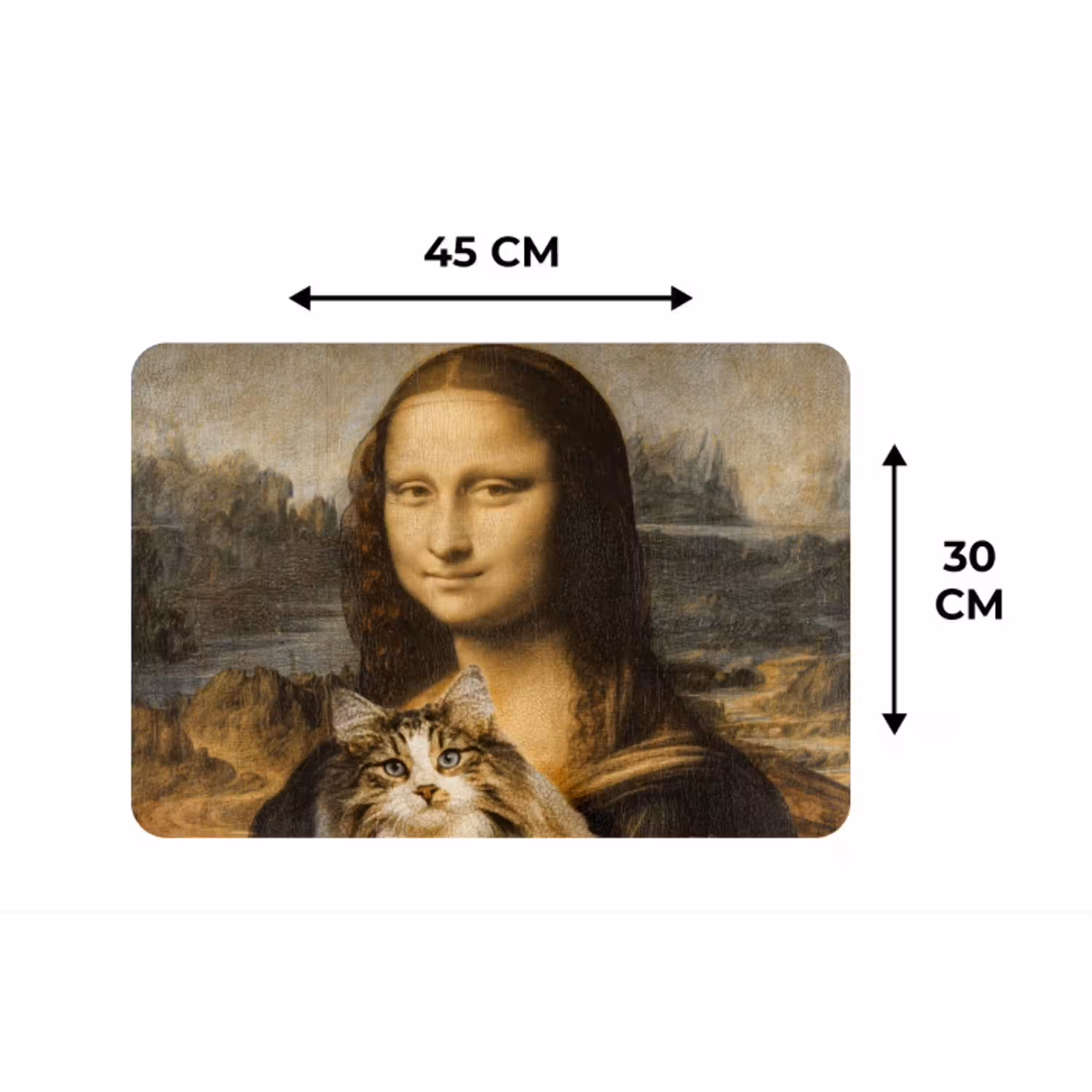 Mona Lisa - Kat - Leonardo da Vinci - Vintage - Kunstwerk - Oude meesters - Schilderij Placemat vinyl groot -specs