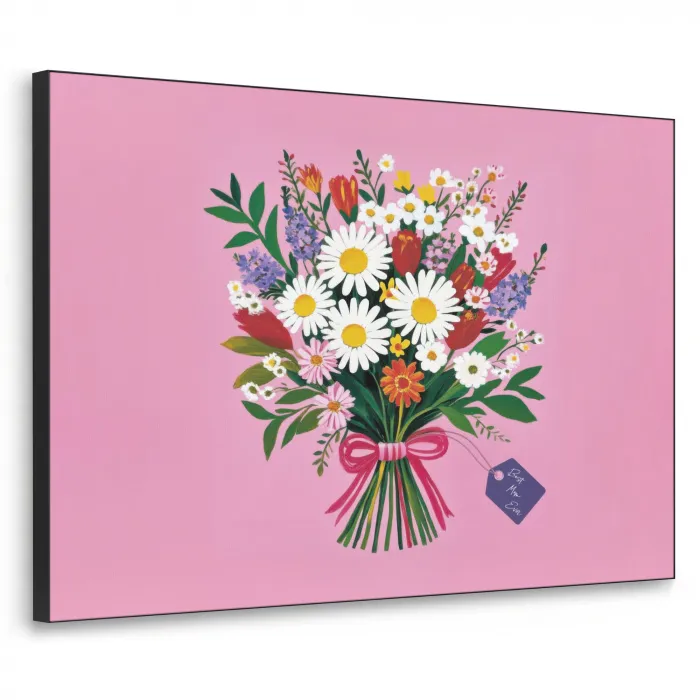 Bloemen - Quote - Kaartje - Kleurrijk Textielframe - compleet frame klein -3d