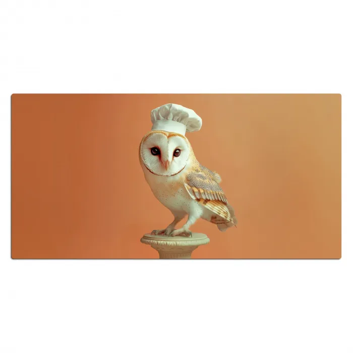 Kerkuil - Koksmuts - Oranje - Vogel Muismat XXL klein -3d_leeg