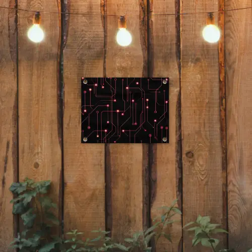 Gaming - Lijnen - Netwerk - Stippen - Rood tuinposter los doek klein -sfeer1