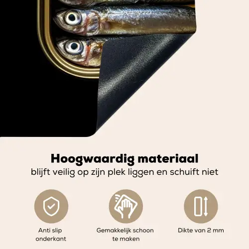 Sardines - Blik - Zwart - Vissen Inductie beschemer met haakjes klein -ky-onderkant-nl