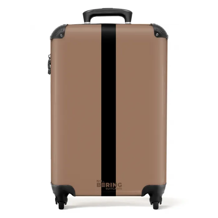 Minimal - Warm bruin met zwarte streep NBS - Handbagage koffer - Unisex middel -productfoto_recht