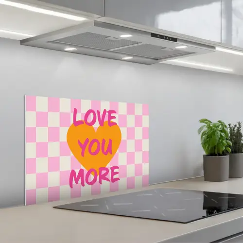 Valentijn - Love - Roze - Oranje keuken achterwand spatscherm klein -3d_schuin