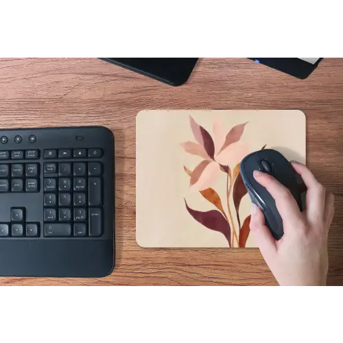 Bloemen - Blaadjes - Minimalistisch - Roze muismat rubber klein -toetsenbord