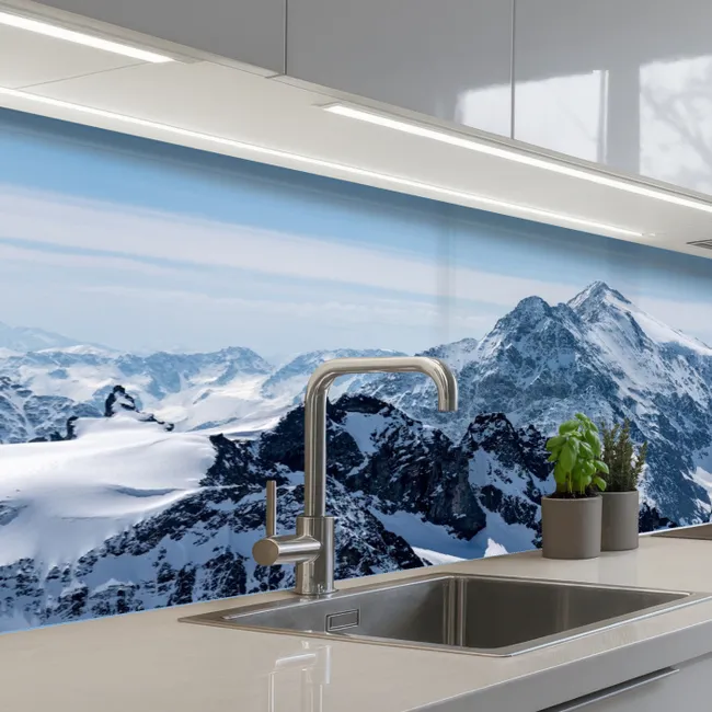 Landschap - Bergen - Sneeuw - Wit keuken achterwand 2 middel -3d_schuin